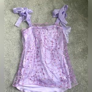 Mariama Tulle Sequin Mini Dress in Purple
